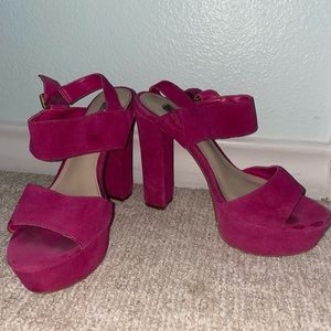 pink platform block heel